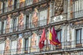 Madrid,Spain-September 14,2016: Plaza Mayor colorful facade typical square in Spain