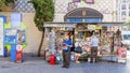 MADRID, SPAIN SEPTEMBER -11, 2015: Street kiosk with newspapers, magazines and various printed materials in Madrid Royalty Free Stock Photo