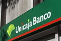 Unicaja banco logo on Unicaja bank office