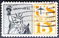 Statue of liberty and the quote Liberty for All, air mail Royalty Free Stock Photo