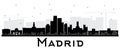 Madrid Spain Skyline Black and White Silhouette. Royalty Free Stock Photo