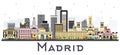 Madrid Spain Skyline with Gray Buildings Isolated on White Royalty Free Stock Photo