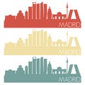 Madrid Spain Skyline Silhouette City Stamp Vector Color Vintage Set Logo Clipart Illustration. Royalty Free Stock Photo