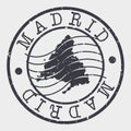 Madrid Spain Stamp Postal. Map Silhouette Seal. Passport Round Design. Vector Icon. Design Retro Travel.
