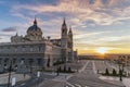 Madrid Spain sunset at Cathedral de la Almudena Royalty Free Stock Photo
