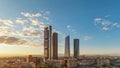 Madrid Spain sunset city skyline at financial district Royalty Free Stock Photo