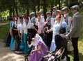 A whole family of several generations dressed in the traditional Madrid costume