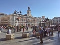 Sol English: Sun Square in the center of Madrid full of people.