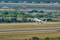 09/25/2021; Madrid, Spain; Turkish Airlines plane, Airbus A350 leaving the T-4 terminal in Barajas