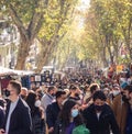 Madrid street market, known as `El Rastro` crowded with people the day it reopened after closing due to the Covid-19 pandemic