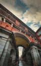 Madrid streets with people rainy umbrella Royalty Free Stock Photo