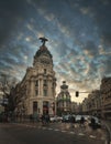 Madrid streets with people metropolis building Royalty Free Stock Photo