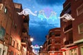 MADRID SUBURB OF SAN SEBASTIAN DE LOS REYES - SEPTEMBER 29: Illumination on the street in San Sebastian de los Reyes during