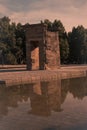 Madrid Templo de Debod ancient Egyptian temple spotlit panorama