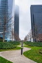 Madrid's financial district with the four skyscraper towers on a foggy day Royalty Free Stock Photo