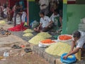 Tarders in an Indian flower market