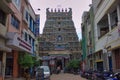 Madurai, India - November 02, 2018: Entrance of Arulmigu Madana Gopala sawamy hindu temple located in south india. Hindu temple