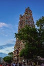 Madurai Tamil Nadu India Richly decorated and painted gopuram of sri meenakshi temple