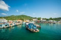 Mae Haad Pier, Koh Tao Island, Thailand - january 23, 2019 : Tourist boats and fishing boats are arriving pier in Koh Tao Island, Royalty Free Stock Photo