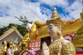 Mae Hia,Chiang Mai,Northern Thailand on Septemmber 13,2019:The figure of a deva clasping hands in token of worship in front of