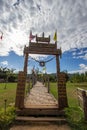 Mae Hong Son province,Northern Thailand on November 19,2017:Su Tong Pae Bridge,the bamboo bridge of faith across the rice fields w