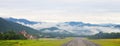 Mae Hong Son, Thailand July 18, 2018 : Airport runway in the morning sunrise time Royalty Free Stock Photo