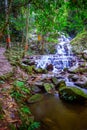 Fresh and cool atmosphere at Mae Kampong Waterfall in Ban Mae Kampong,Mae On sub-district,Chiangmai,northern Thailand. Royalty Free Stock Photo