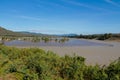 Mae Khong two color river bank at Thailand and Laos border