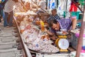 Mae klong Market, Samut Songkhram, Thailand - November 10, 2017 The atmosphere of trading goods and food, Unidentified tourists an