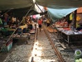 Maeklong Railway Market (Talad Rom Hoop) Royalty Free Stock Photo