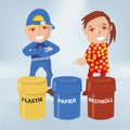 Pupils at school and waste separation