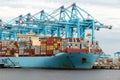 Maersk container ship Port of Rotterdam Royalty Free Stock Photo