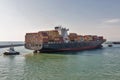 Maersk Kowloon cargo container ship entering port of Livorno, Italy