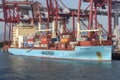 Maersk owned cargo, container ship \