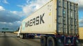 Maersk shipping container, truck