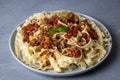 Mafalde or Mafalda or Mafaldine Pasta Bolognese Royalty Free Stock Photo