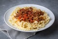 Mafalde or Mafalda or Mafaldine Pasta Bolognese Royalty Free Stock Photo