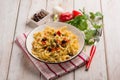 mafalde pasta with capsicum black olives