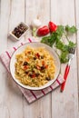 mafalde pasta with capsicum black olives