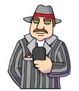 Mafia boss with cell smart phone Royalty Free Stock Photo