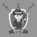 Mafia character profession design vector black and white