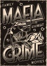 Mafia and crime poster with revolver