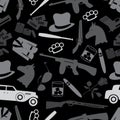 Mafia criminal black symbols and icons seamless pattern eps10