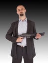 Mafia man is holding a shotgun Royalty Free Stock Photo