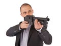 Mafia man is holding a shotgun Royalty Free Stock Photo