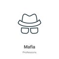 Mafia outline vector icon. Thin line black mafia icon, flat vector simple element illustration from editable professions concept Royalty Free Stock Photo