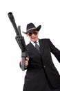 Mafia with pointed gun Royalty Free Stock Photo