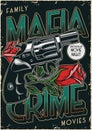 Mafia poster with revolver and rose