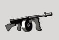 Mafia weapons. Cartoon image of Tommy Gun.