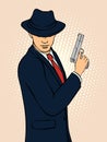 Mafioso with Gun. Pop Art Mafia Boss Royalty Free Stock Photo